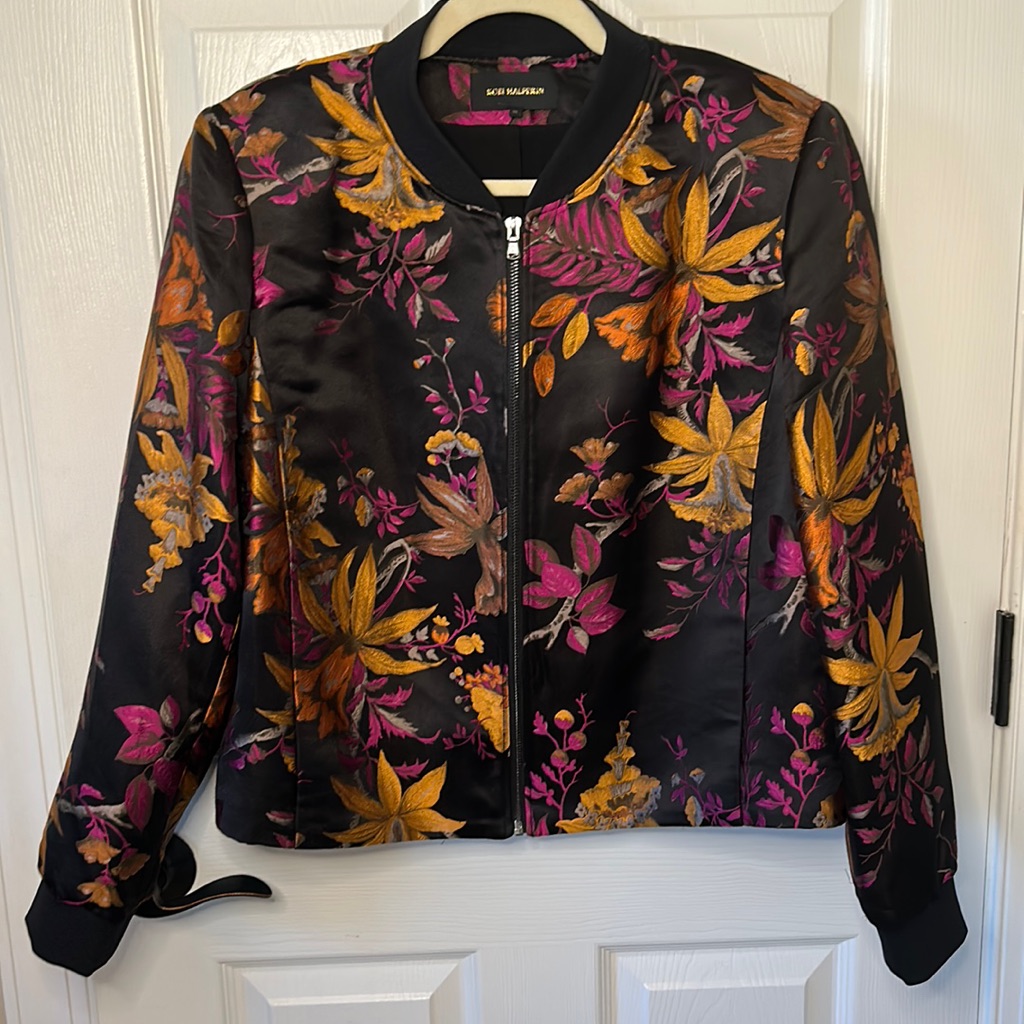 Kobi Halperin Silk Floral Print Evening Jacket (Xl)